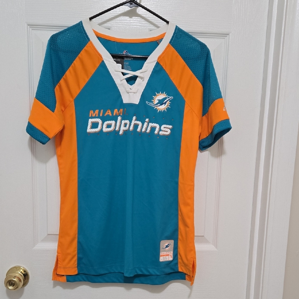 Majestic Miami Dolphins Teal and Orange Womens Jersey